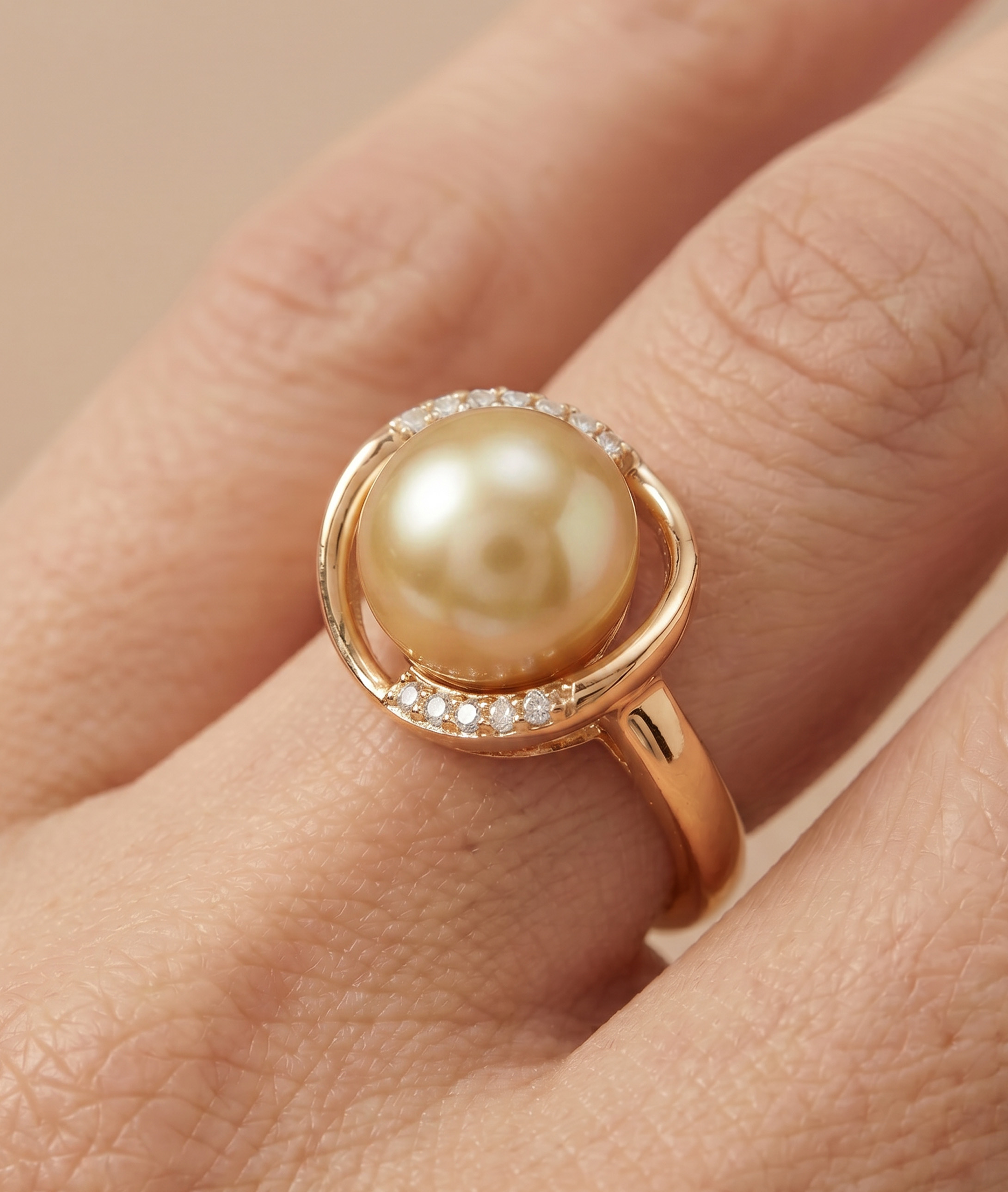 Golden Pearl & Diamond Ruby Ring - Secondary Image
