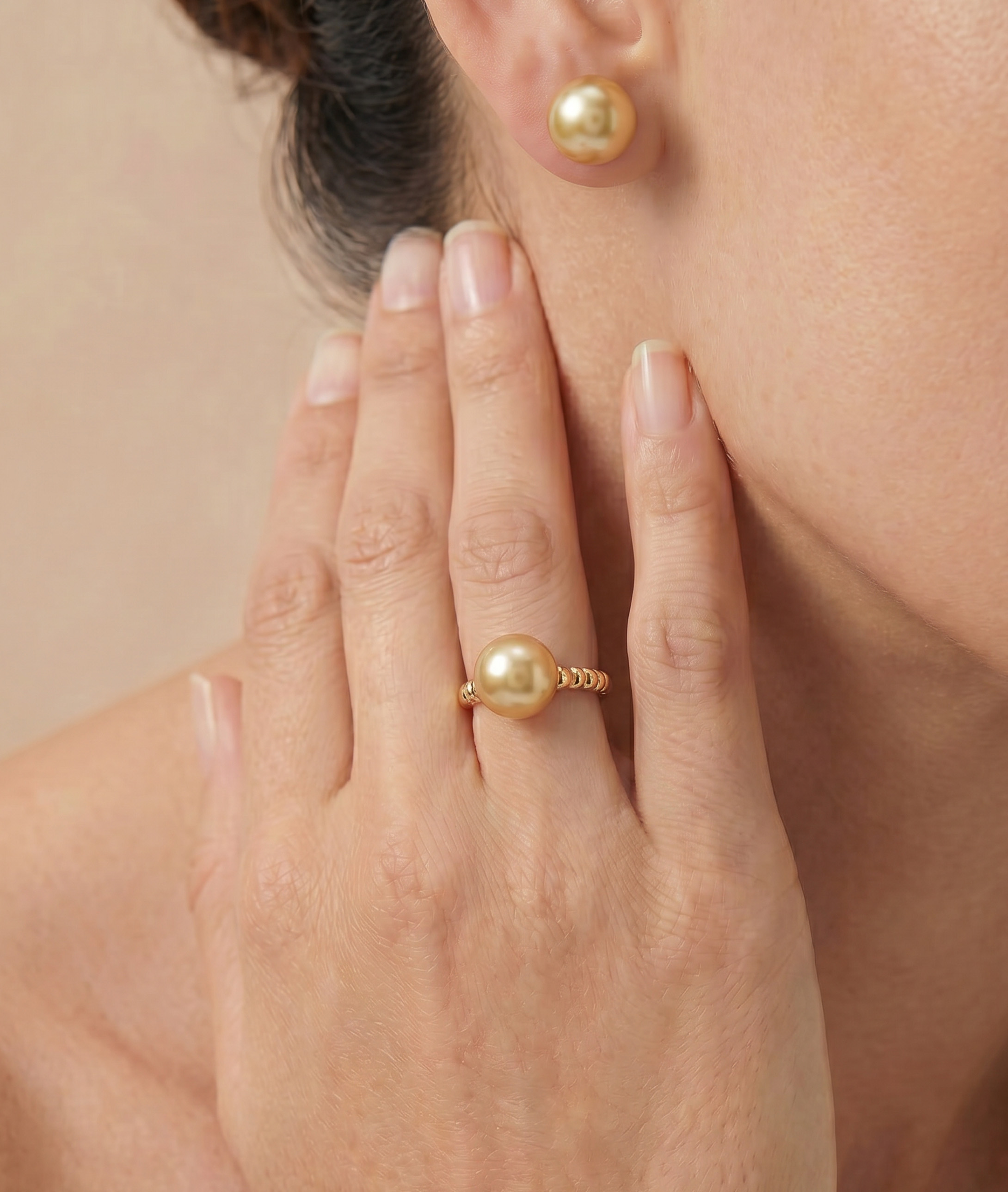 Golden South Sea Pearl Terrie Ring - Model Image