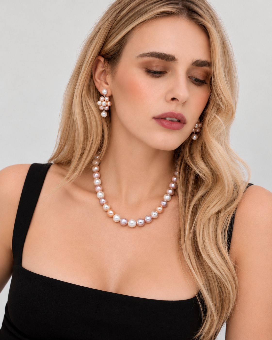 9.5-10.5mm Multicolor Freshwater Pearl Necklace - AAAA Quality - Secondary Image