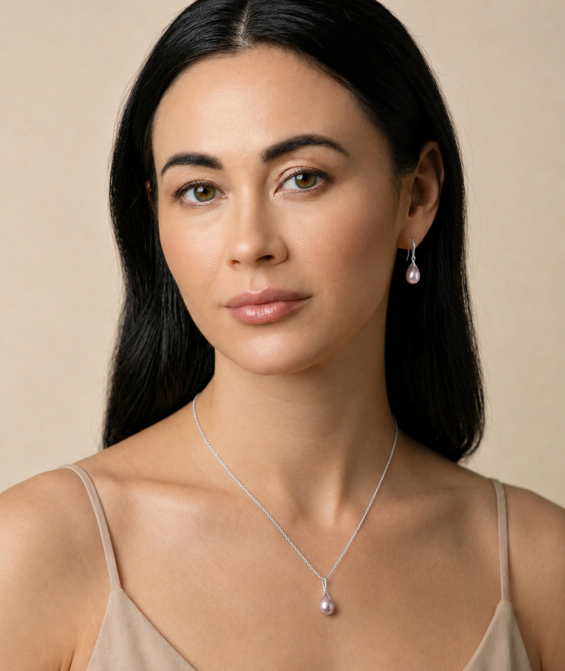 10-11mm Pink Freshwater Pearl Rose Gold Plated Olive Drop Pendant - Secondary Image