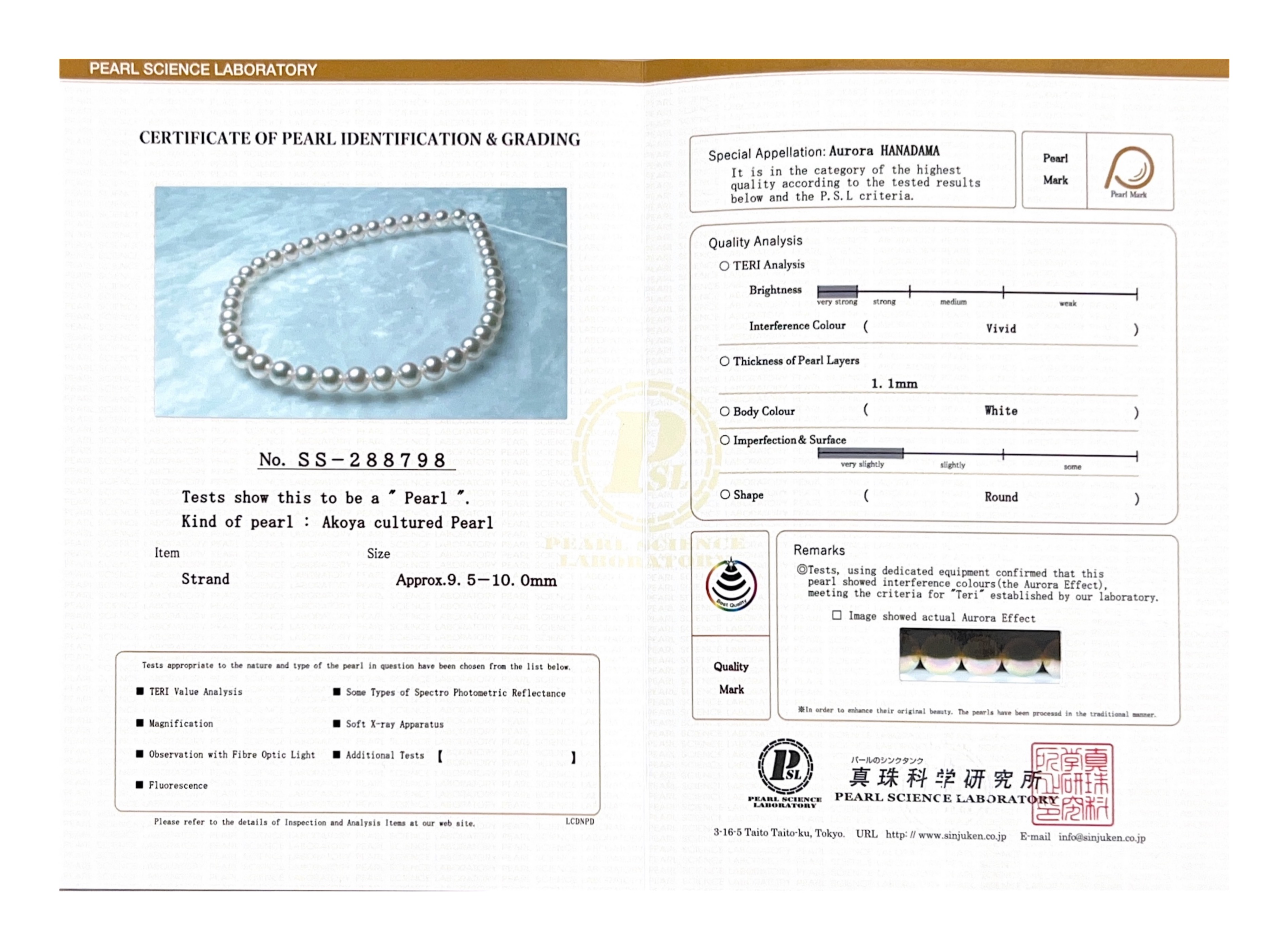 9.5-10.0mm Hanadama Akoya White Pearl Double Strand Necklace