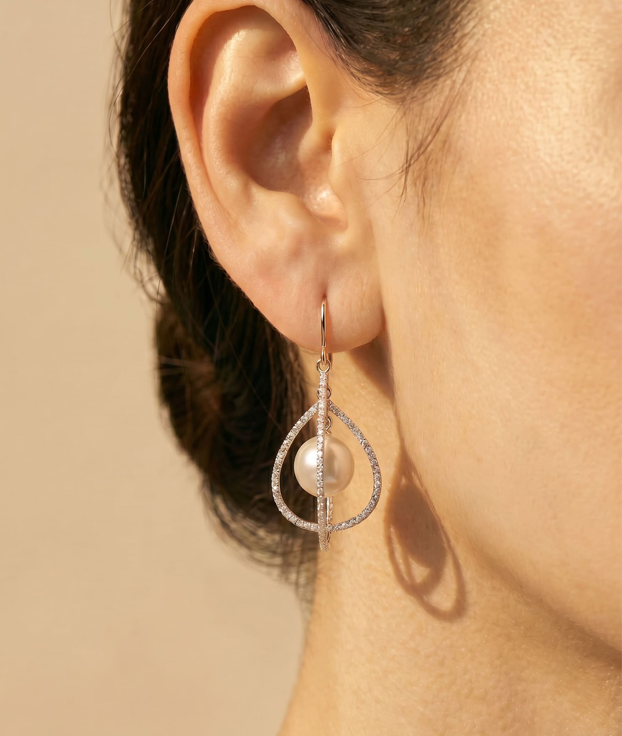White Freshwater Pearl Eternal Earrings - Secondary Image