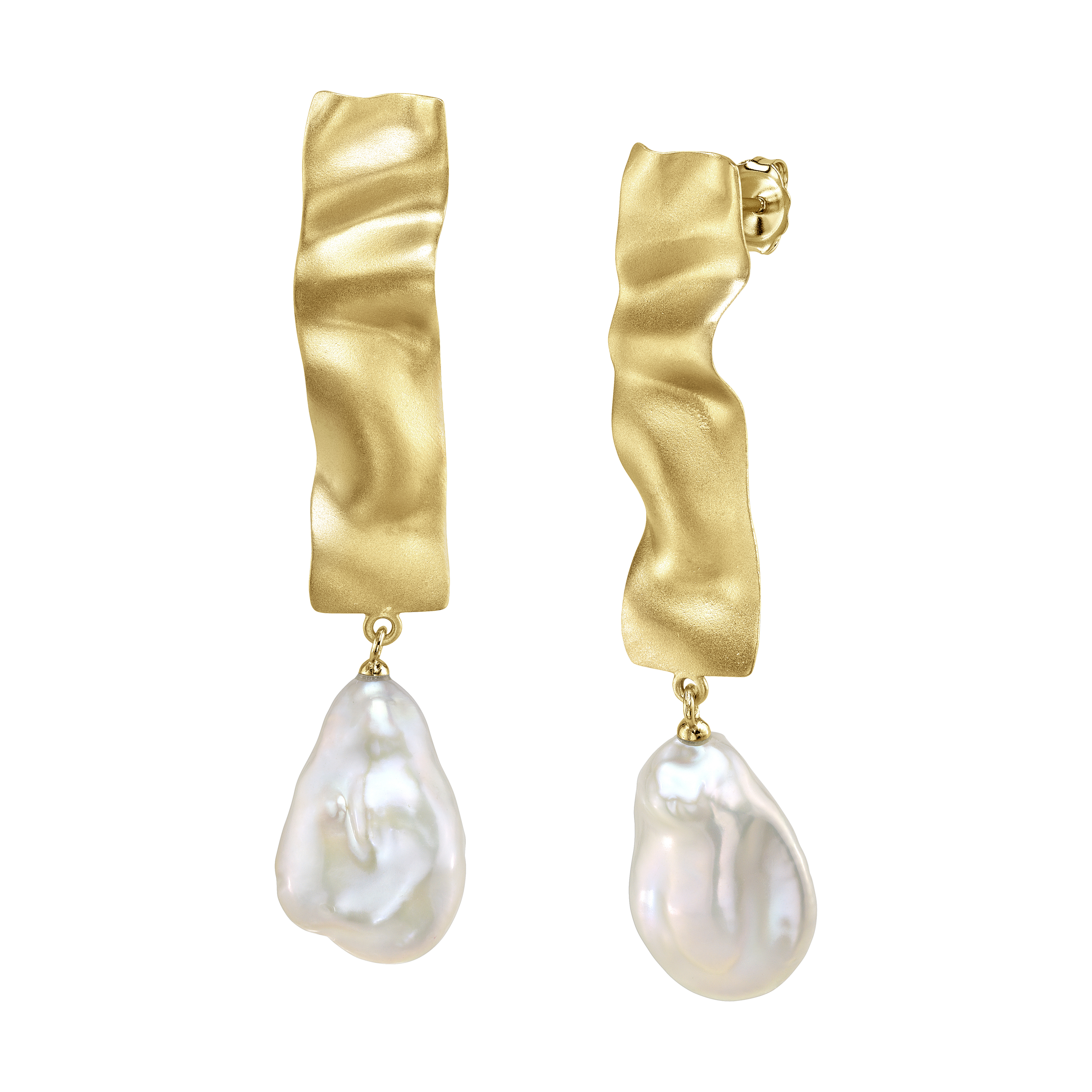 White Freshwater Baroque Pearl Reagan Earrings