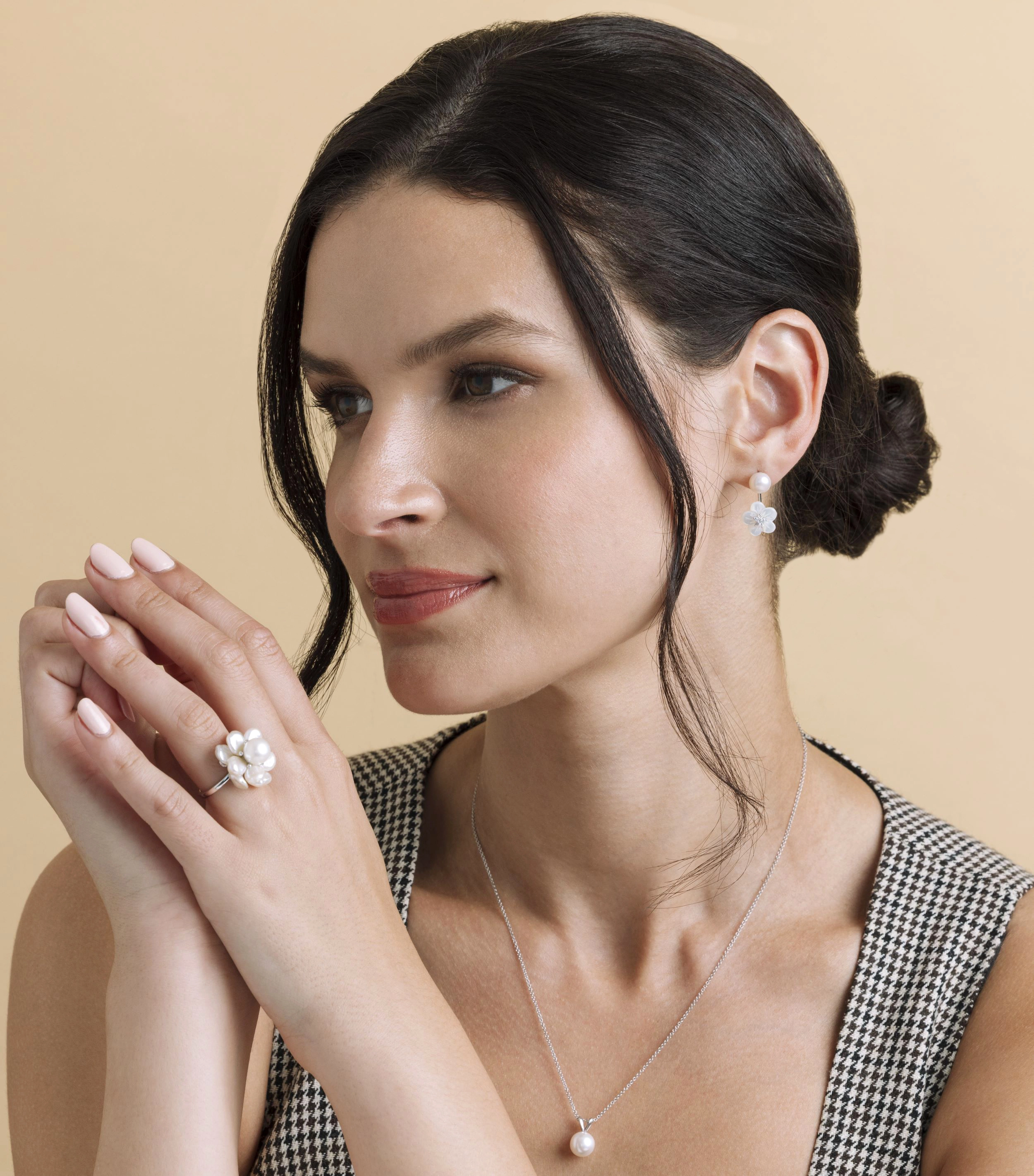 White Freshwater Cultured Keshi Pearl Ring