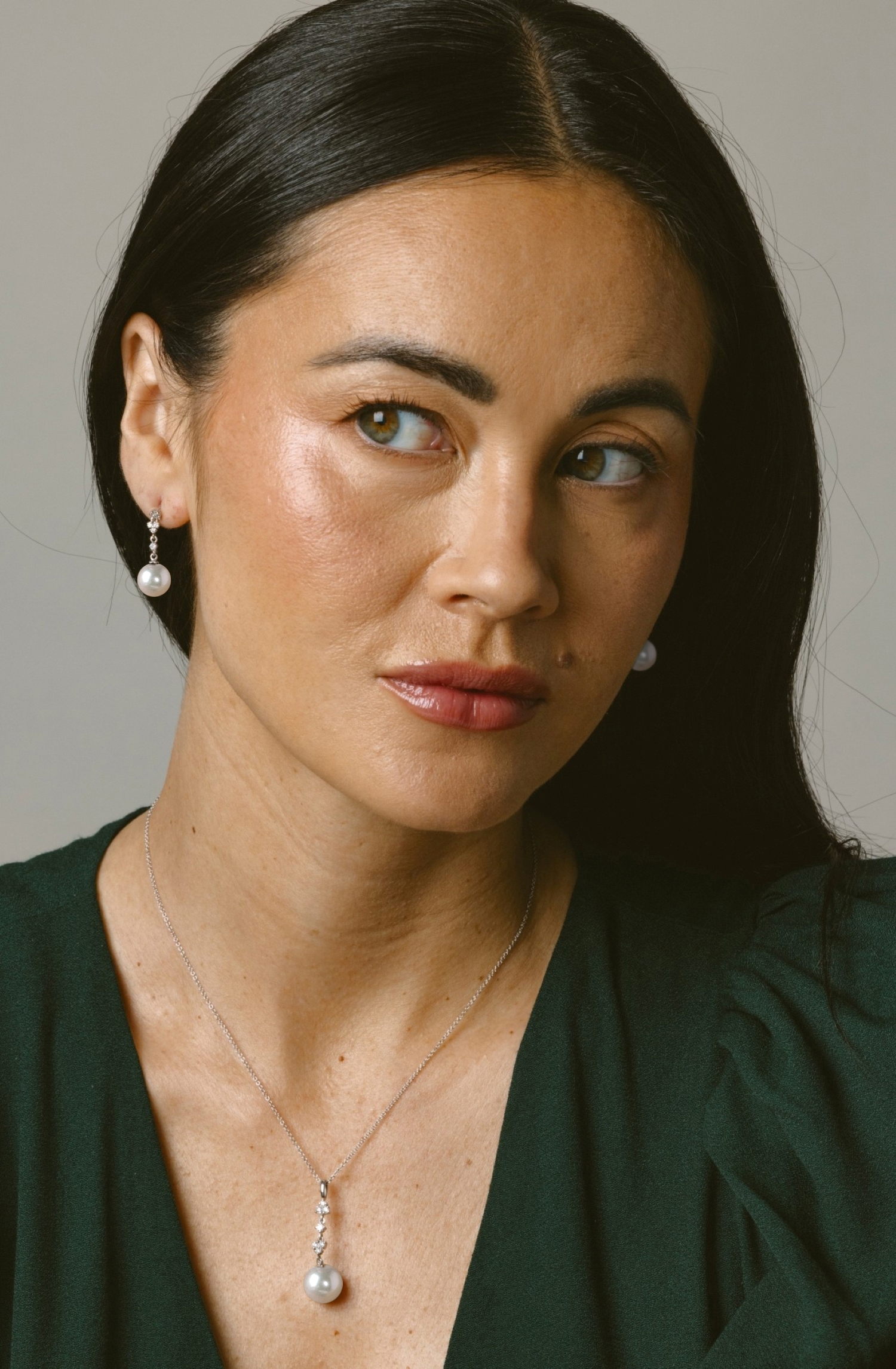 South Sea Pearl & Lab Grown Diamond Georgia Earrings - Secondary Image