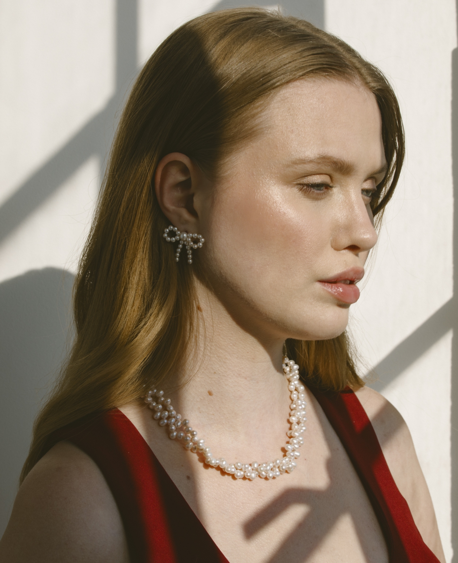 White Freshwater Pearl Bow Earrings