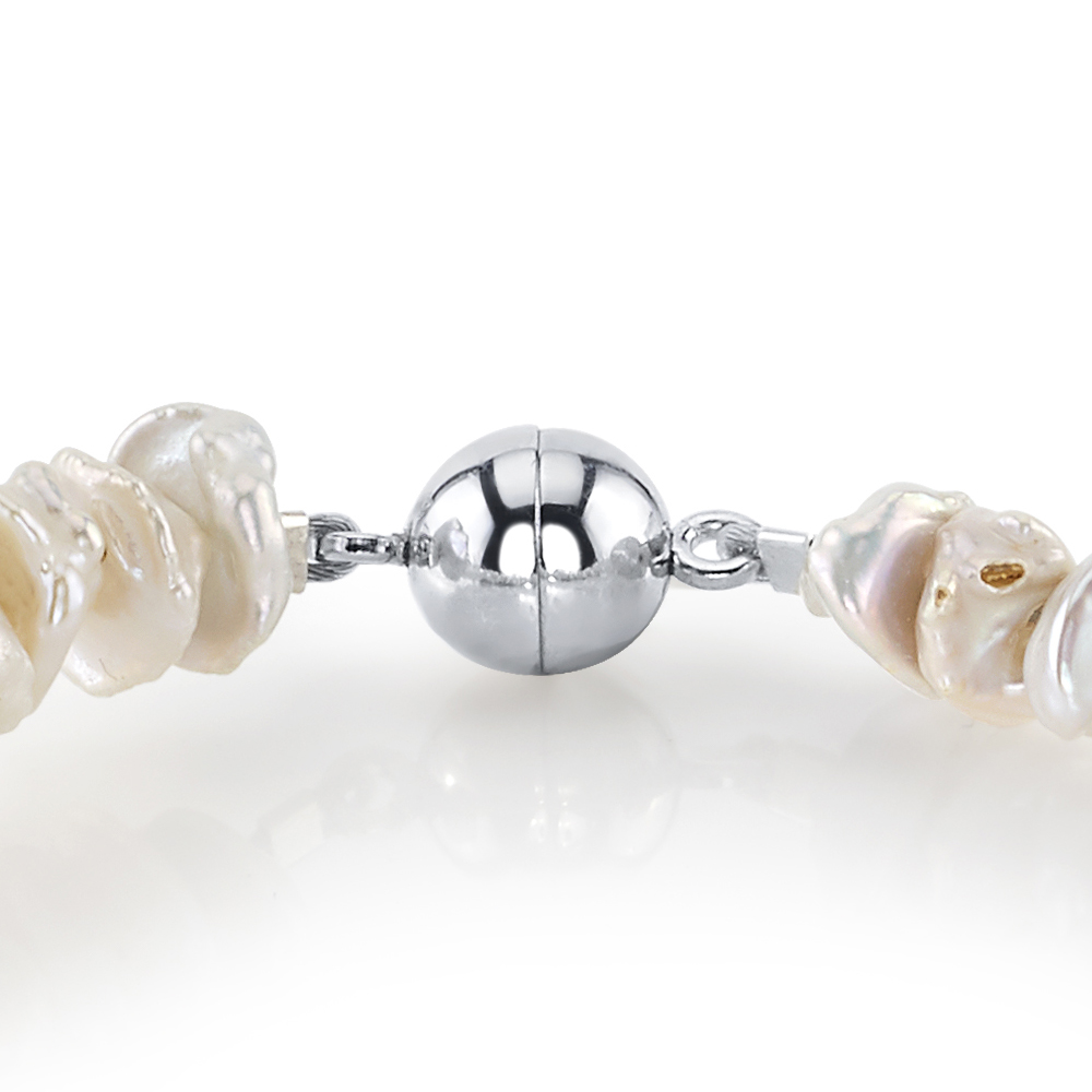 8.0-8.5mm White Freshwater Keshi Pearls Bracelet