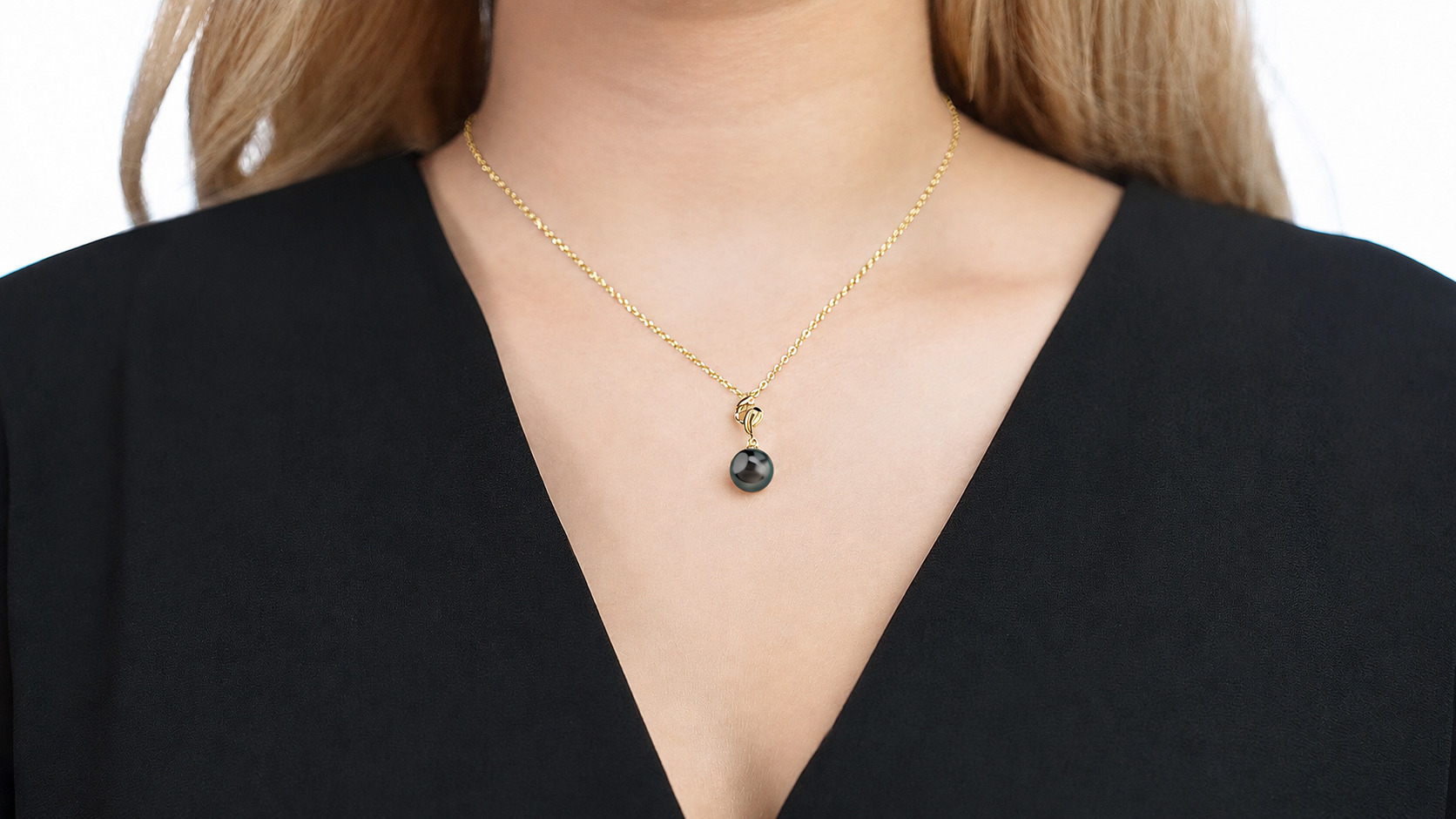 14K Tahitian South Sea Pearl & Diamond Aria Pendant - Secondary Image
