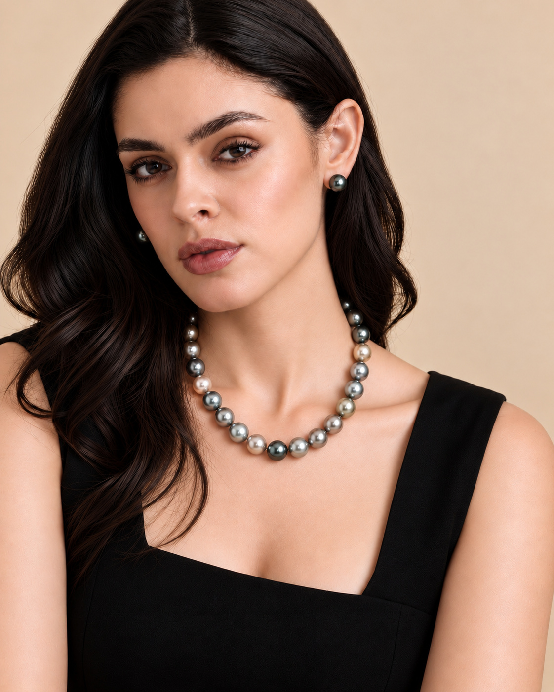 10-11mm Tahitian South Sea Pearl Pastel Multicolor Necklace - AAAA Quality - Secondary Image
