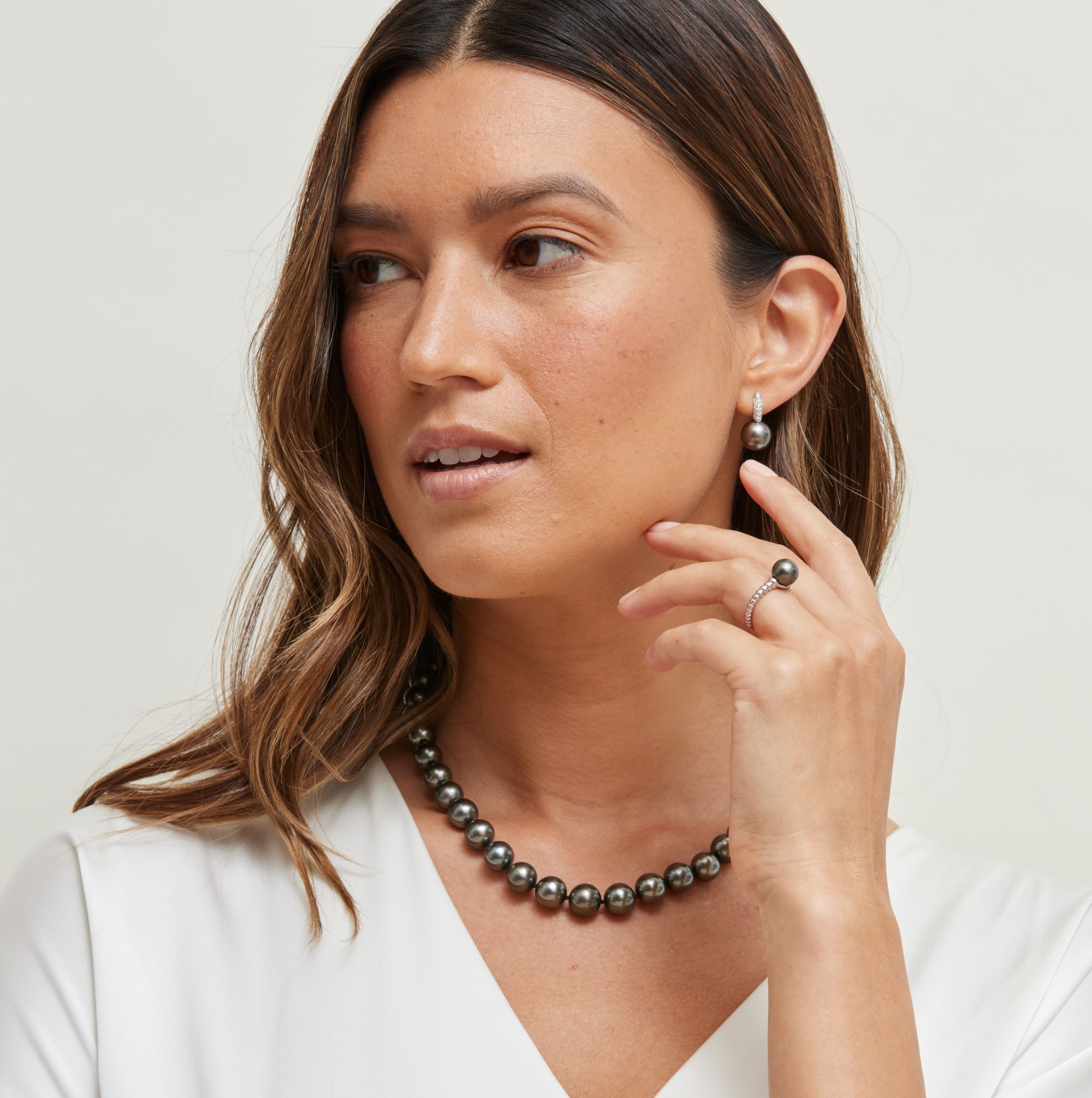 6-7mm AA Quality Japanese Akoya Cultured Pearl Necklace In Tin Cup Black - Foto 3