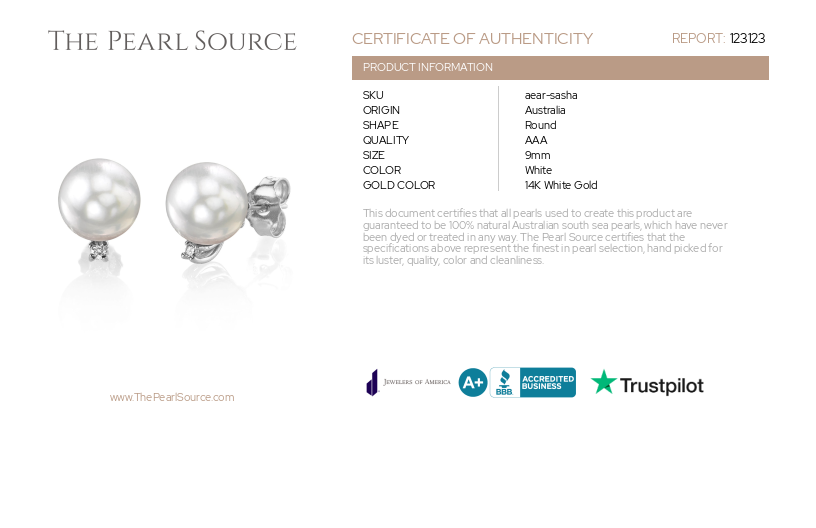 White South Sea Pearl & Diamond Sasha Earrings-Certificate