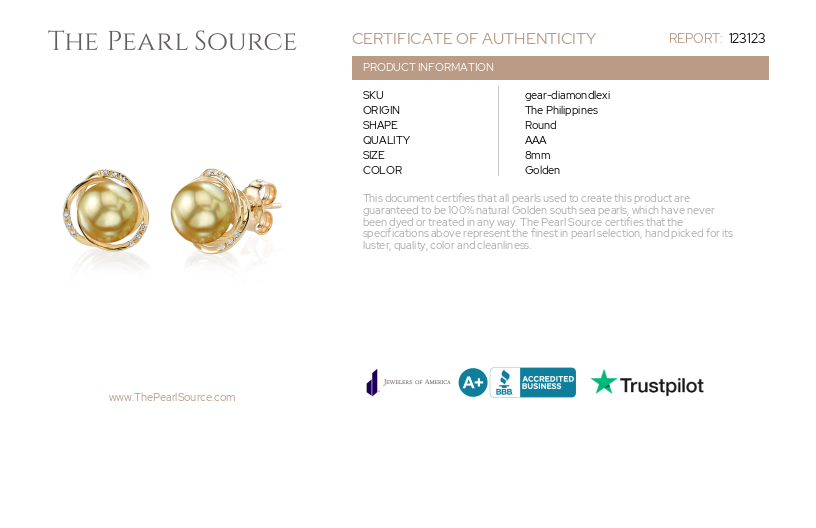 Golden South Sea Pearl and Diamond Lexi Earrings-Certificate