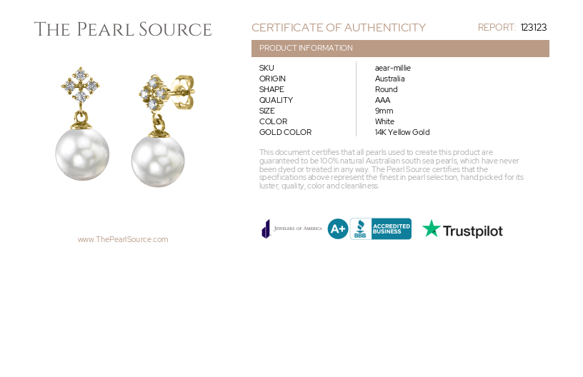 South Sea Pearl & Diamond Millie Earrings-Certificate